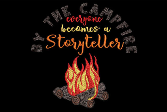 Campfire Embroidery with a Quote: A Nostalgic Touch