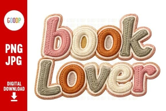Charming Book Lover Embroidery Patch PNG