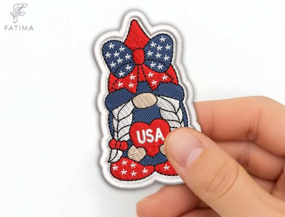 Charming Gnome Girl Patch Embroidery Design