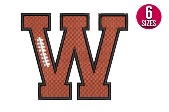 Football Font Alphabet Letter W for Sporty Embroidery