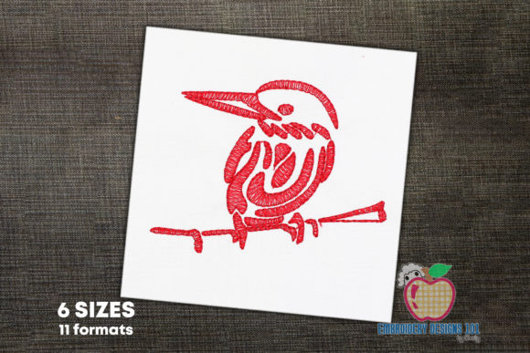 Kingfisher Bird on Branch: A Festive Embroidery Design