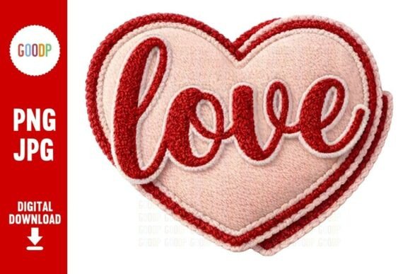 Love Heart Chenille Embroidery for Apparel