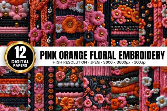 Pink Orange 3D Flowers Embroidery Papers Review