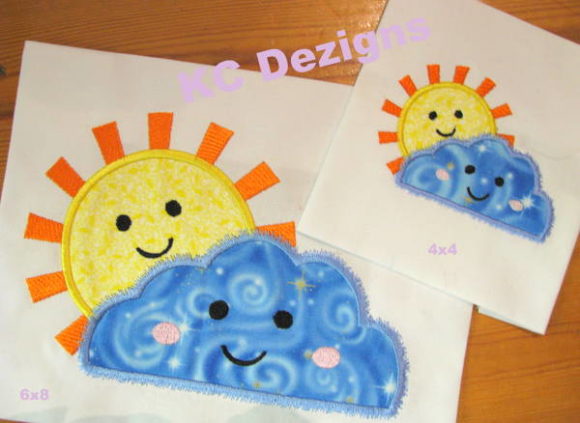 Smiley Sun and Cloud: A Charming Embroidery Design