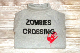 Zombies Crossing Embroidery: A Spooky and Bold Design